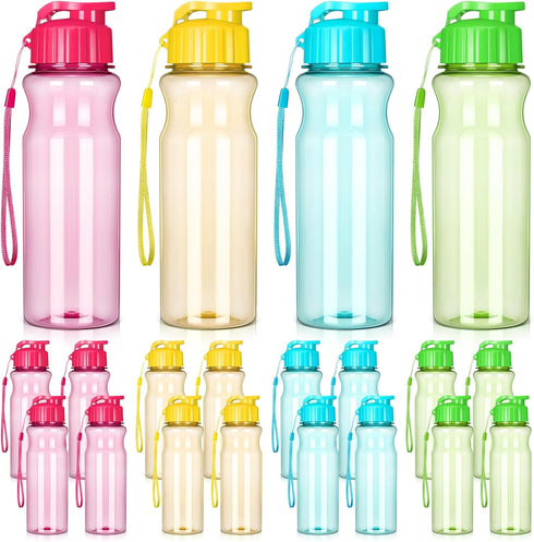 Tioncy 20 Pieces 17 oz Plastic Water Bottles for Adults — Lightweight, Leakproof Sport Drink Bottles with Handle Strap