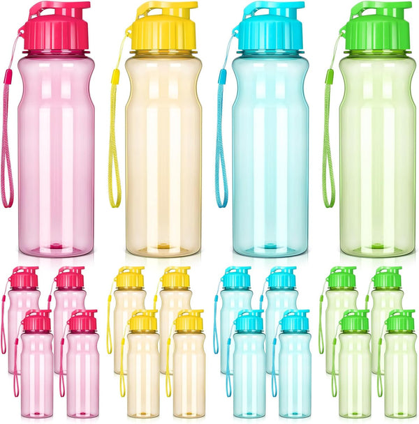 Tioncy 20 Pieces 17 oz Plastic Water Bottles for Adults — Lightweight, Leakproof Sport Drink Bottles with Handle Strap