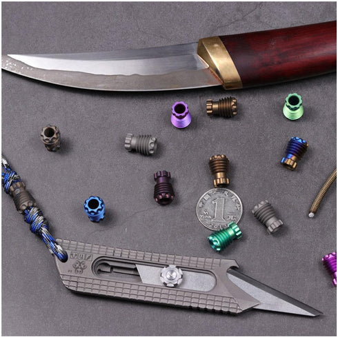 DEKEENSTAR Titanium Paracord Lanyard Beads for Knife Zipper Pull Jewelry, EDC Lanyard Beads for Pendant Flashlight
