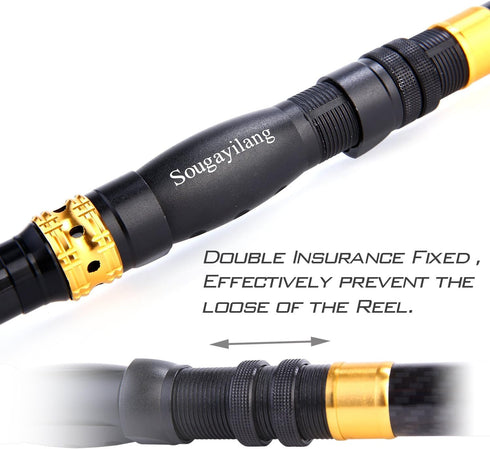 Sougayilang Telescopic Fishing Rod - Ultralight 24 Ton Carbon Fiber Fishing Pole with CNC Reel Seat & Stainless Steel
