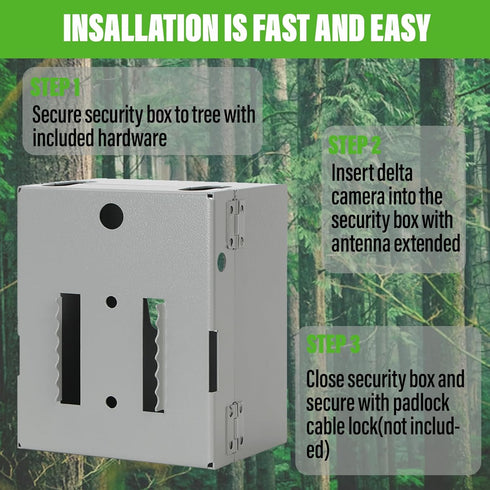 Hiweld 16-Gauge Metal Security Box for Moultrie Edge Cellular Trail Camera Steel, Weatherproof, Anti-Theft DesignCamera