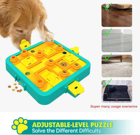 3 1 Dog Puzzle Toy Mental Stimulation - Level in Dogs Food Feeder Puzzle, Dog Treat Puzzle Feeder (Advanced-Blue Board)