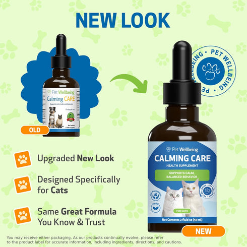 Pet Wellbeing Calming Care for Cats - Calm Support, Relaxed Nervous System, Emotional Balance - 2 oz (59 ml) Herbal
