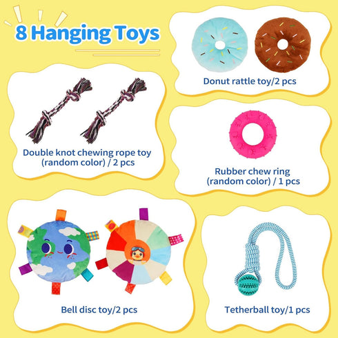 8 19.5"x19.5"x19.5" Liitrton Puppy Play Gym - Small Dogs Play Gym with Hanging Toys, Indoor Puppy Jungle Gym