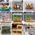 Stackable Mini Fish Tank Aquarium Kit, 3/5 Gallon Rectangular Fish Bowl with Gravel Decoration