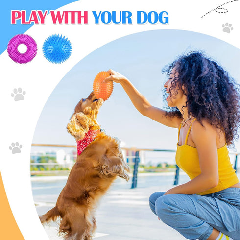 4 Pcs 4.5'' Spiky Squeaker Football Dog Toy for Medium Large Dogs, Spiky Balls for Aggressive Chewers