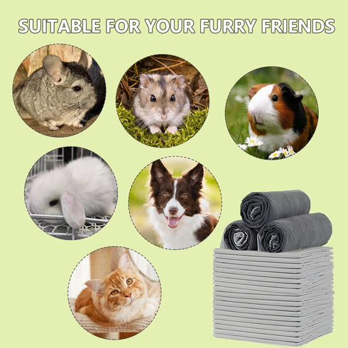 PeSandy 100PCS Chinchillas Rabbit Pee Pads, Pet Toilet/Potty Training Pads, All Absorb & Odor Control Disposable Cage