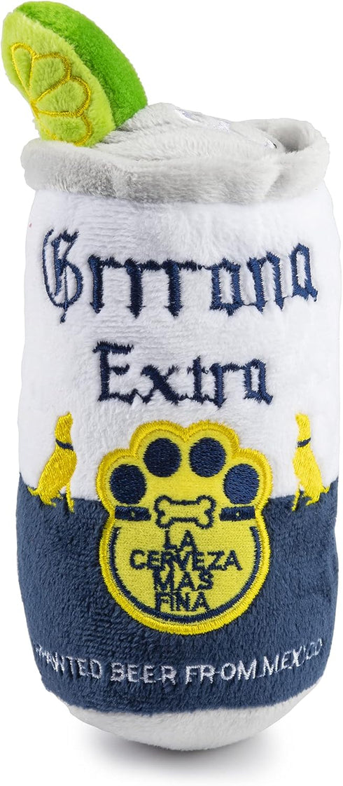 Haute Diggity Dog Grrrona Beer Can, Plush Designer Dog Toy with Interactive Squeaker, Machine-Washable