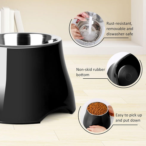 Elevated Dog Bowls, Non-Slip Single Dog Bowl with Stainless Steel Inner, Raised Bowls for Small Dogs, High Capacity,