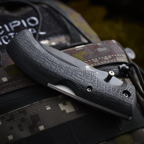 Scipio Folding Pocket Knife with Pocket Clip and Rubber Handle for Men Women,Black by Scipio