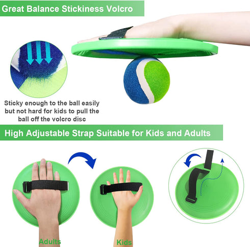 Jalunth Ball Catch Set Game Toss Paddle - Beach Toys Back Yard Pool Outdoor Games Pool Backyard Camping Sticky Mitts Set Age 3 4 5 6 7 8 9 10 11 12 Years Old Boys Girls Kids Adults Family Easter Gifts