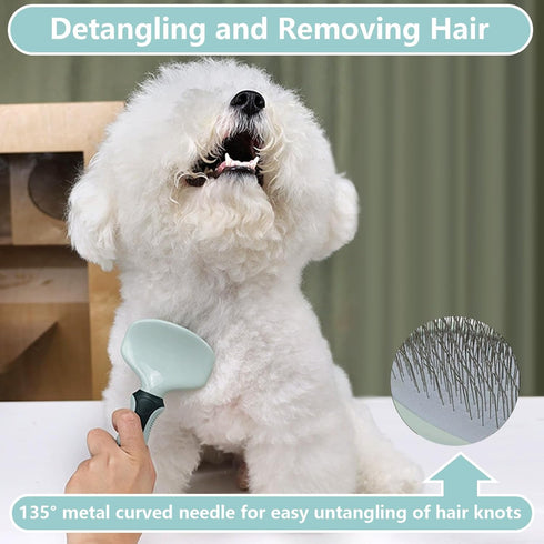 BURCHLIFE 8 Grooming Brush Kit - Pcs for Shedding & Matted Fur, Self-Cleaning with Flea Comb, Includes Indoor