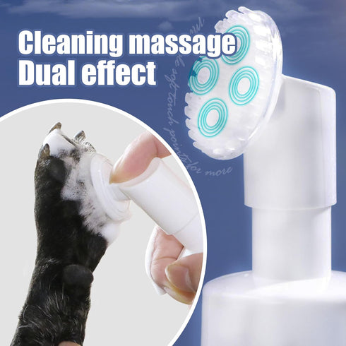 Dog Paw Cleaner, No-Rinse Foaming Cleanser with Silicone Bristle Brush for Gentle Cleaning