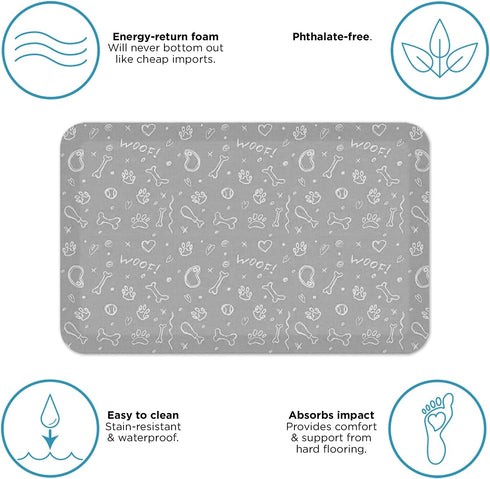 20 32, 106-P-2032-P2GB GelPro Designer Anti-Fatigue Comfort Floor Mat, x Puppy Play Grey Bone