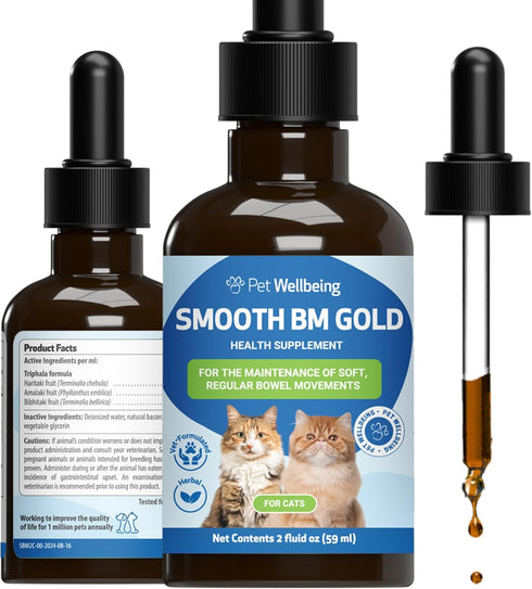 Pet Wellbeing Smooth BM Gold for Cats, Natural Herbal Supplement, Gentle Constipation Relief, 2 oz (59 ml)