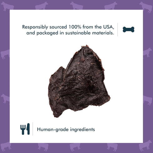1 lb King Lou Pets - USA-Made Dehydrated Beef Heart Jerky Dog Treats - of Fresh Beef Heart Prior to Dehydration