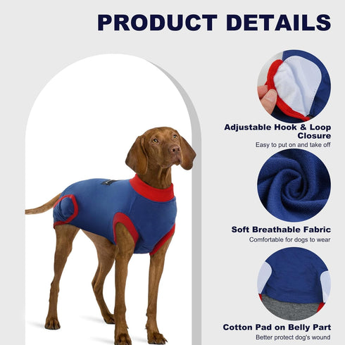 IDOMIK Adjustable Dog Recovery Suit for Female Spay - Anti-Licking Onesie for Male & Female Dogs
