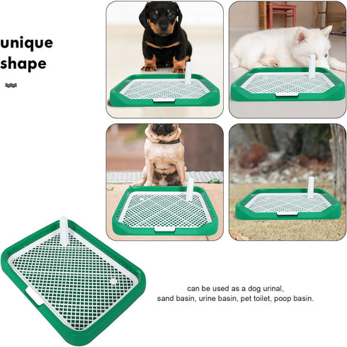 Indoor Dog Potty Tray with Raised Mesh Grate, Portable Small to Medium Dog Bedpan for Puppy Training and Indoor
