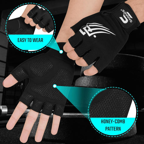 SAWANS Weight Lifting Workout Gloves Lightweight Breathable Padded Palm Protection Gym Gloves Non-Slip Silicone Grip