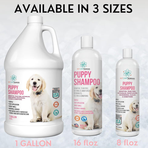 Tearless Puppy Shampoo and Conditioner 1 Gallon - Anti Itch Dog Shampoo for Sensitive Skin, Coconut Oil Oatmeal