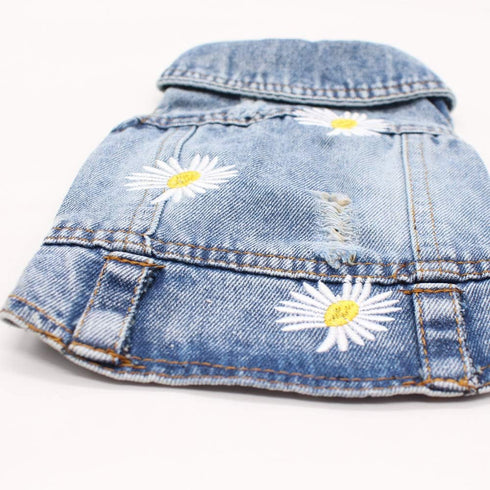 Pet Clothes Denim Dog Costume Summer Cowboy Vest, Daisy Shirt Jeans Jacket for Chihuahua and Yorkies (XXL)