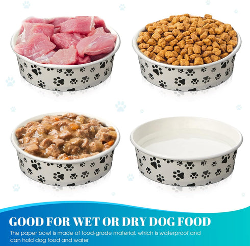 30 Pieces Disposable Dog Bowls, 16 oz Paper Food Bowls for Small Dogs, Travel Bowls for Feeding Dogs and Cats, Printed
