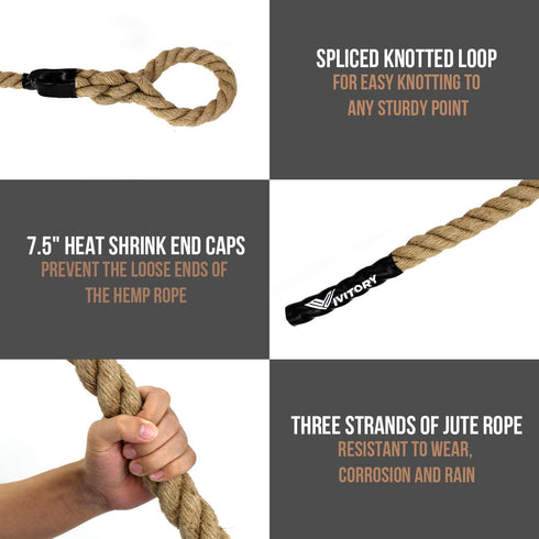 Workouts,1.5'' 10, 15, 25, 30 VIVITORY Gym Fitness Training Climbing Ropes, Workout Gym Climbing Rope, Home Training