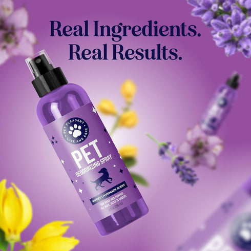 Lavender Oil Dog Deodorizing Spray, Lightly Scented Dog Spray for Smelly Dogs and Puppies with Lavender Essential Oil