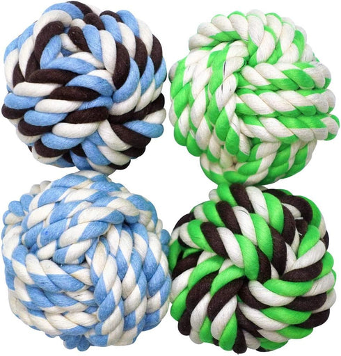 Dog Toys for Medium Breed Dogs, 4-Pack Cotton Rope Dog Ball for Aggressive Chewers, Indoor and Outdoor Play