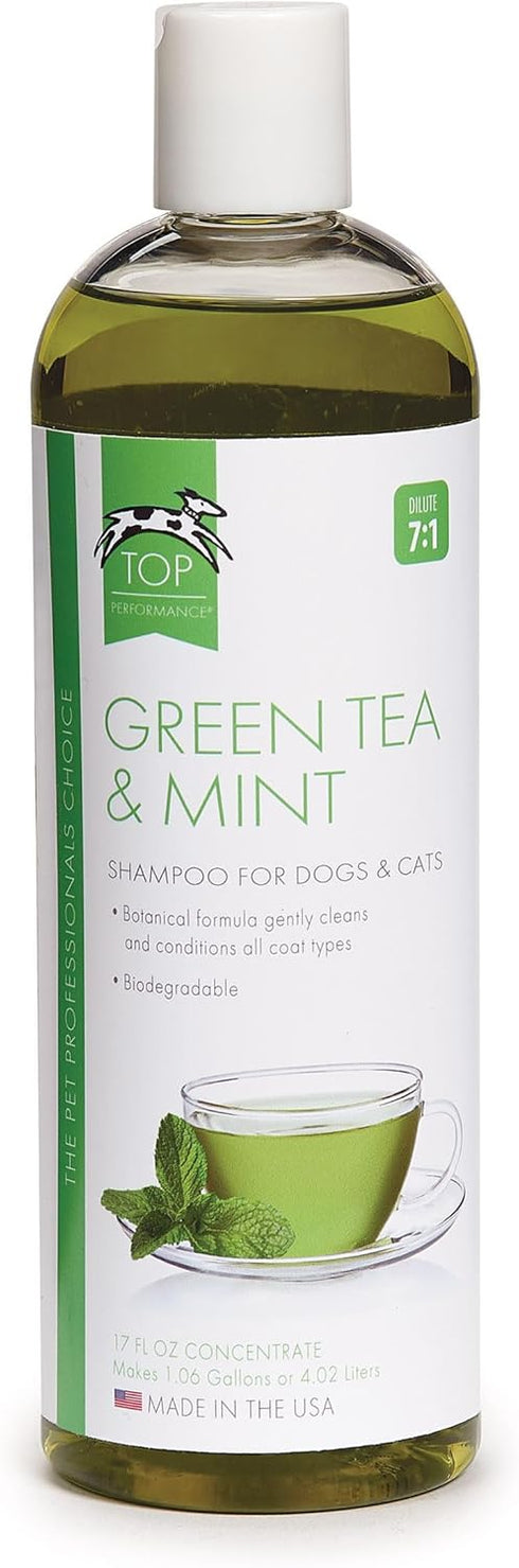 Green Tea and Mint Shampoo for Puppies and Kittens by Top Performance – Natural 17 Oz Shampoo for Young Pets