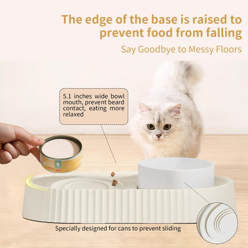 Ceramic Elevated Cat Bowls - 15° Tilted Raised Cat Food Bowls for Indoor Cats, Anti Vomiting Set