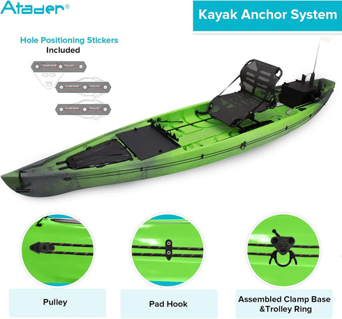 Kayak Anchor Trolley Kit - Anchor Trolley System for Kayak and Canoe