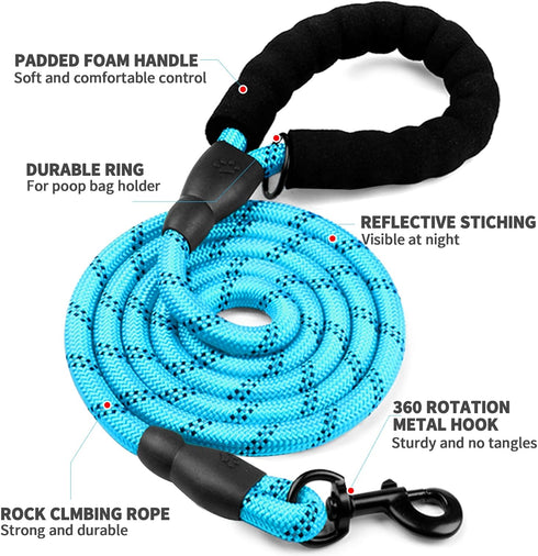 COOYOO Dog Leash 5/6 FT - Comfortable Padded Handle with Highly Reflective Threads for Small Medium and Large Dogs