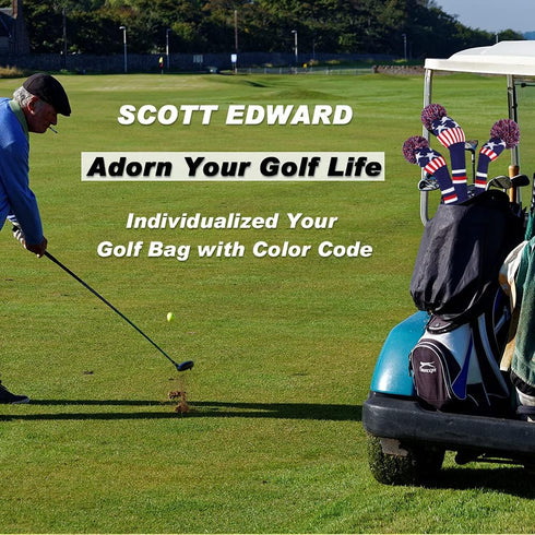 Scott Edward Golf Headcovers for Woods Set of 3, Fits Driver(460cc), Fairway Wood and Hybrid(UT)