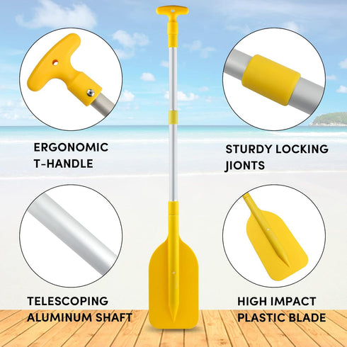 Telescoping Boat Paddle, Collapsible Oar for Kayaking, Rafting, Jet Ski, 21'' - 42'', 2 Pack