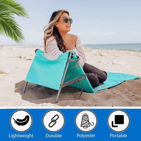Bo-Toys Bo Toys Portable Beach Mat Lounge Chair and Tote (Plain Blue)