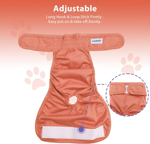Dogs,(4 Pack) Vecomfy Reusable Female Dog Diapers for Medium Easy Absorbent Medium Doggie Diapers for Peeing