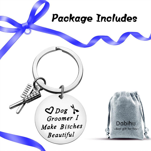 Dog Groomer Gift Keychain, Thank You Gift for Dog Hairdresser, Hair Stylist Appreciation Jewelry for Dog Lovers