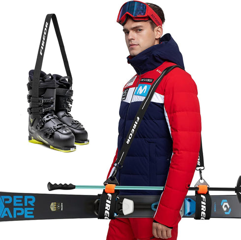 FIREOR Ski Carrier Strap Kit for Snowboard, Pole, and Boot Carry with Adjustable Cushioned Shoulder Sling