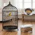 Mowhut 5.4 Qt/6 Bird Seed Storage Container, L Pet Food Container with Measuring Cup & Stainless Steel Bird Feeder