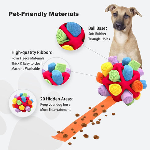 Interactive Snuffle Toys for Dogs - Sniffle Treat Game Ball, Encouraging Natural Foraging Skills (Red, Triangle)