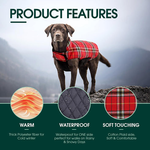 Kuoser Warm Dog Coat, Waterproof Coats for X-Small Dogs, Adjustable Durable Winter Jacket, Cozy Cold Weather Apparel,