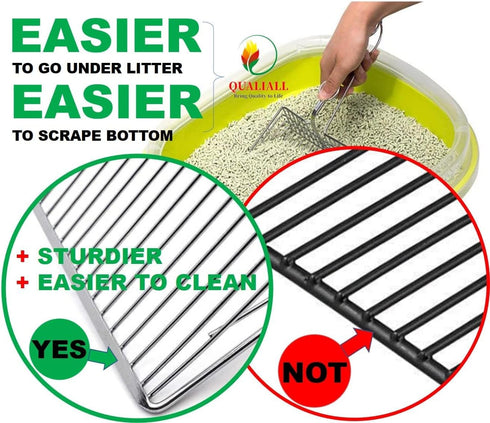 Jumbo Cat Litter Scoop Metal, Solid Metal Sifter with Holder, Cat Urine Scoop, Litter Scooper Holder