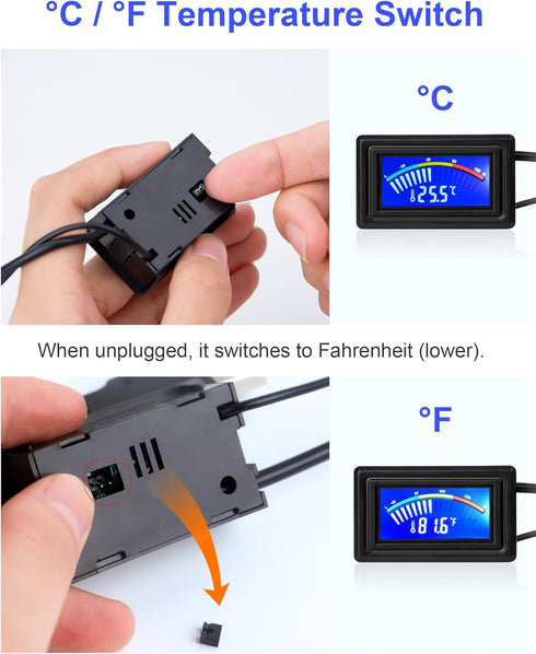 KEYNICE Digital Thermometer, Aquarium Temperature Monitor with USB Power Supply, LCD Display