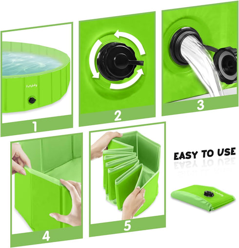 Furrybaby Foldable Dog Pool, Portable Pet Pool for Large Dogs, Indoor and Outdoor Use (Green, 47'')