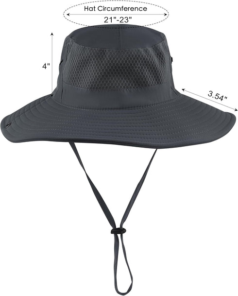 Womens Wide Brim Ponytail Sun Hat - Mesh Bucket Hat with UV UPF50 Protection for Summer Travel