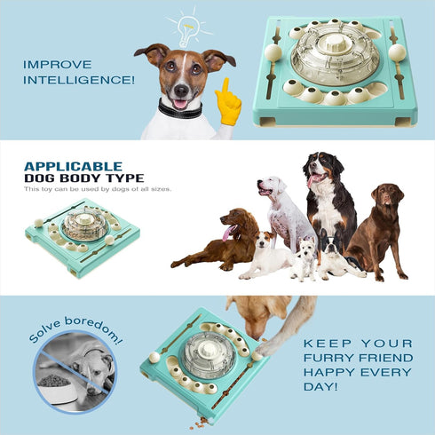 Level 2 in 1 Dog Puzzle Toys - Rotate N' Eat Treat Slow Feeder, Large Capacity Food Dispenser, Mental Puzzles for All