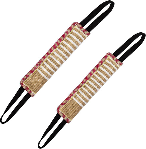 Dog Tug Toy, Jute Bite Pillow for Training, Best for Tug of War, Interactive Play for Small and Medium Dogs (Striped, 2