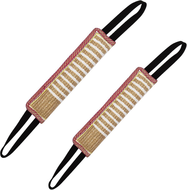 Dog Tug Toy, Jute Bite Pillow for Training, Best for Tug of War, Interactive Play for Small and Medium Dogs (Striped, 2
