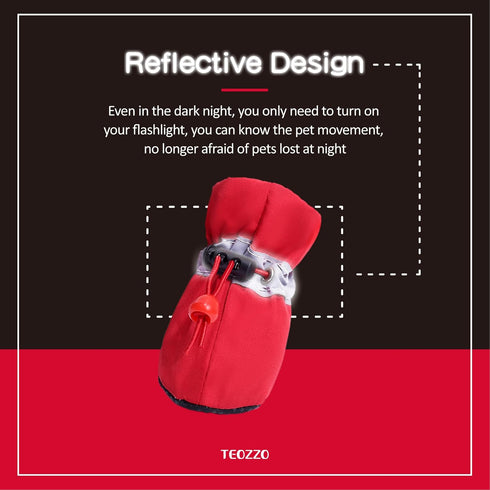 Dog Shoes & Paw Protector, Anti-Slip Sole Summer Dog Booties with Reflective Straps, 4PCS Red for Small Medium Dogs
